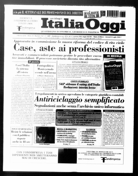 Italia oggi : quotidiano di economia finanza e politica